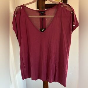Lucky Brand Women’s Blouse/Top Cap Sleeves with‎ Abalone Buttons Size M NWT